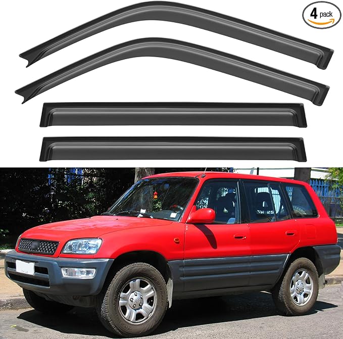 Window Visors Rain Guards for 1996 1997 1998 1999 2000 Toyota RAV4, Out-Channel Window Vent Wind Deflectors Visors Shades for 96 97 98 99 00 Toyota Rav4