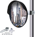 18 Inch Convex Mirror Outdoor with Adjustable Wall Fixing Bracket,Blindspot Traffic Mirror for Driveway Garage Park Outdoor Wide Angle View Curved Security Blind Spot