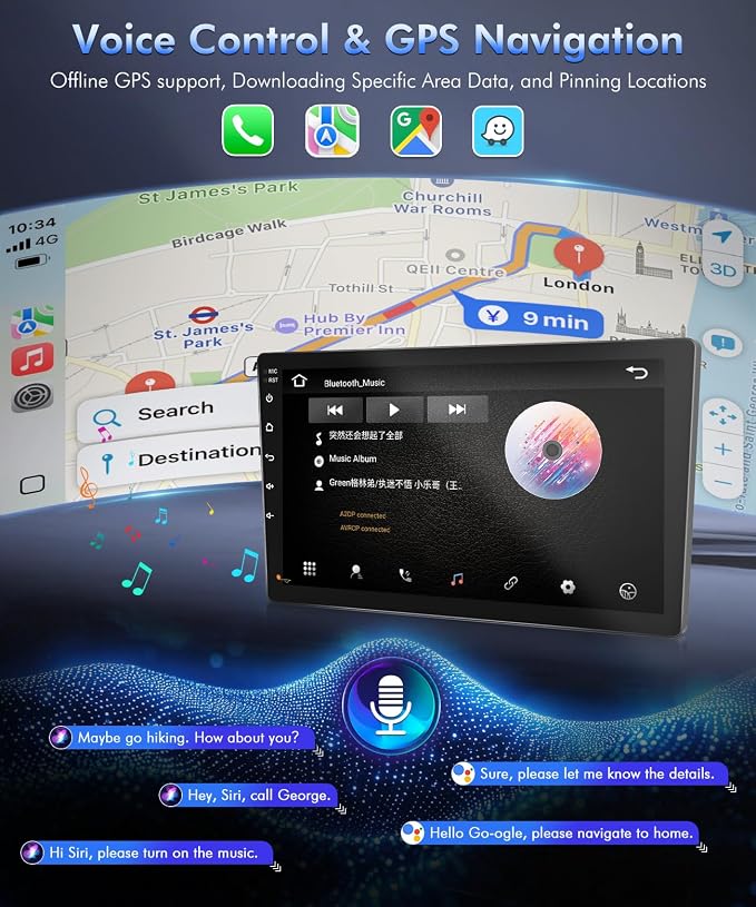 VQU 8-Core 4+64G Car Radio for Nissan Sentra 2013 2014 2015 2016 2017 2018 2019 Stereo, 10.1 Inch IPS Touch Screen for Sentra Apple Carplay Android Auto GPS Navi FM RDS DSP BT 5G WiFi SWC AHD Camera