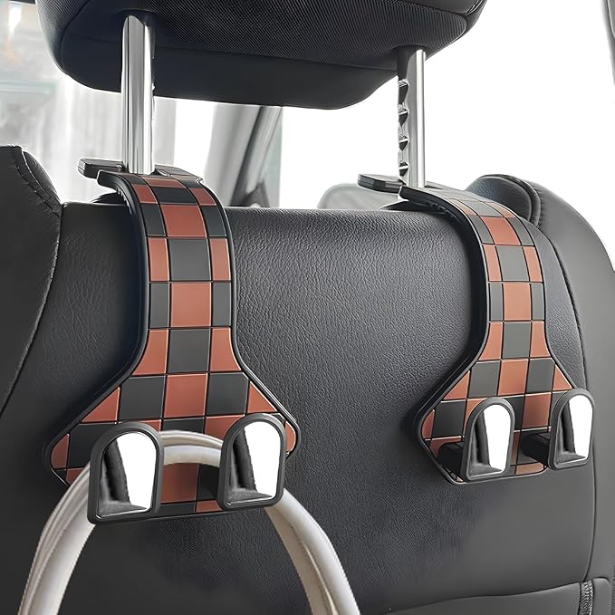 HZEL Car Seat Headrest Hooks, 2PCS Vehicle Seat Back Headrest Hanger Organizer for Handbag Purse Coat, Multifunctional Auto Interior Storage Hook, Universal for SUV RV Truck (Red)