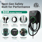 Level 2 EV Charger, 48Amp/11.5KW, J1772 Wall Electric Car Charger with Dual Temp Sensors(Exclusive), Wi-Fi(2.4 GHz), RFID, Smart App-Scheduled Charging, Hardwired, 240V, UL, ETL & Energy Star