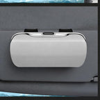 Sunglasses Holder for Car Sun Visor, Protective Automotive Eyeglasses Storage Case Hanger, Soft Vehicle Interior Glasses Organizer Box Accessories, Universal Fit (White)