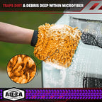 AIDEA Car Wash Mitt Microfiber, 2PK, Car Wash Brush, Orange, 8' X12'' | Scratch Free Lint-Free, Premium Chenille Microfiber Mitt, Cleaning Supplies, Extra Large Size