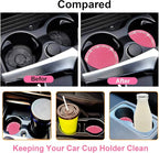 4PCS Bling Coaster, 2.75 Inch Auto Car Cup Holder Insert Coasters Silicone Anti-Slip Crystal Rhinestone Drink Mat, Universal Vehicle Interior Accessories for Women Girls (Pink)