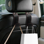 2PCS Car Seat Headrest Hooks, Purse Hook for Car, Automotive Headrest Handbags Holder, Auto Accessories Leather Seatback Organizer Hanger for Hanging Purses Bags Coats (Carbon Fiber, 2PCS)