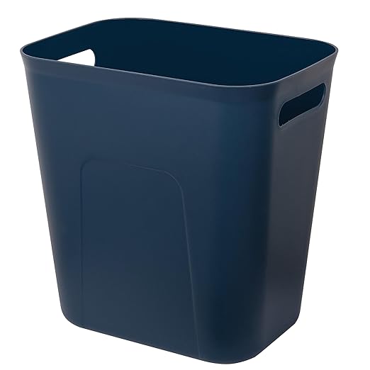 Plastic Small Bathroom Trash Can Wastebasket, 3.5 Gallon, Navy Blue | Compact Sturdy Garbage Can for Bathroom, Laundry Room, Kitchen, Office, Kids Room, Dorm, Durable, Easy to Clean