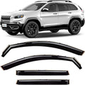in-Channel Incredibly Durable Rain Guards for Jeep Cherokee 2014-2023, Dark Smoke Car Accessories, Vent Window Visors, Vent Deflector, Original Window Deflectors, 4 pcs - 614031