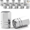 12PCS Tire Valve Stem Caps, with Rubber O-Ring, Corrosion Resistant Leak-Proof, Aluminum Alloy Universal Wheel Valve Covers for Cars, SUV, Trucks, Bikes, Motorcycles, Bicycles(Silver)