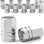 12PCS Tire Valve Stem Caps, with Rubber O-Ring, Corrosion Resistant Leak-Proof, Aluminum Alloy Universal Wheel Valve Covers for Cars, SUV, Trucks, Bikes, Motorcycles, Bicycles(Silver)