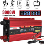 3000 Watt Power Inverter with LED Display,Dual AC Outlets,USB Port, 24V DC to 110V AC Converter Car Power Inverter for Vehicles, Car, RV, Truck, Off Grid Solar System, Outdoor Camping