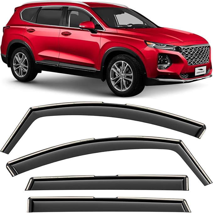 Voron Glass in-Channel Extra Durable Rain Guards for Hyundai Santa Fe 2019-2023, Window Deflectors, Vent Window Visors, 4 Pieces - 200865