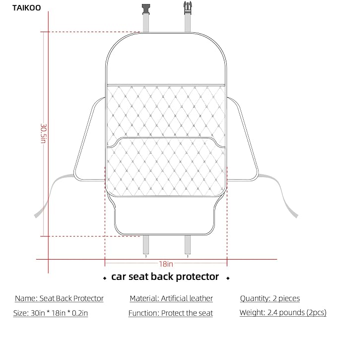 Seat Back Protector,Shields Seat Backs from Kicks and Adds Storage | kick mats back seat protector easy to install and clean, well-crafted, sturdy, durable and stylish.2 Pack