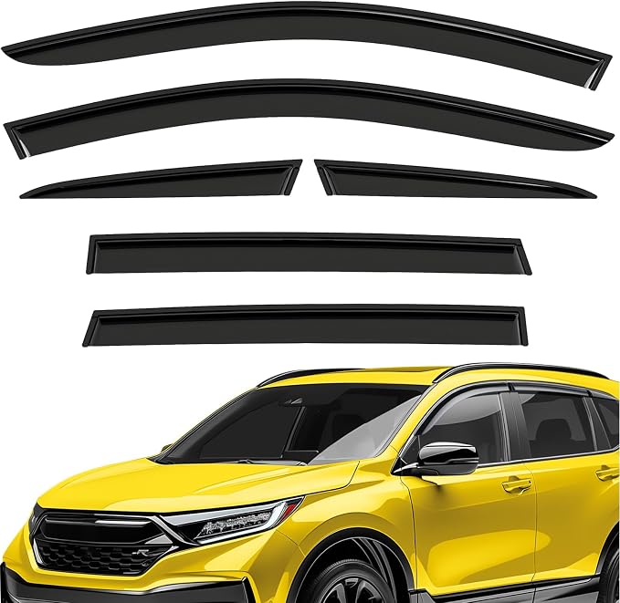 Extra Durable Window Deflectors Tape-On Window Visors Rain Guards Fit for CR-V (CRV) 2017-2022, Sun Visors, Wind Vent for Shades, Exterior Car Accessories - 6pcs. AG0723