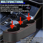 ZIMISI Car Cup Holder, Leather Front Console Gap Filler Organizer (Black) | Car Seat Gap Filler Storage Box, Multifunctional Car Cup Drink Holder, Coin Bucket, Cell Mobile Phone Holder