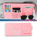 1 Pack Car Sun Visor Organizer, Sunglasses Holder for Car Sun Visor, Auto Interior Accessories Pocket Organizers Can Store for Sunglasses, Documents, Cards, Pen, Drivers License (Pink)