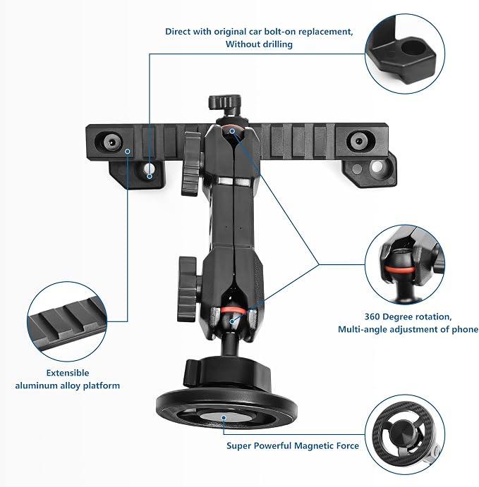 Phone Mount for 2022 2023 2024 2025 2026 Chevrolet Silverado 1500/GMC Sierra 1500 2500 3500 HD Accessories,Dash Platform Phone Mount Magsafe Fit 13.4" Screen, Cell Phone Holder for NATO Rail
