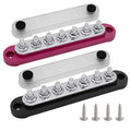 7 x M6 (1/4") Studs Power Distribution Block Bus Bar 12V, 5.9" HD 150A Marine BusBar Battery Distribution Block W/Cover for Car Boat Solar (Red & Black)