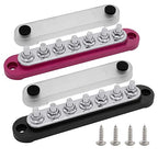 7 x M6 (1/4") Studs Power Distribution Block Bus Bar 12V, 5.9" HD 150A Marine BusBar Battery Distribution Block W/Cover for Car Boat Solar (Red & Black)