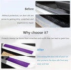 4 PCS Car Door Sill Protector, 3D Carbon Fiber Auto Door Entry Edge Guard Protection Trim, Anti-Scratch Threshold Cover Strips, Sill Protection Sticker for Car SUV Truck (Purple)