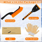 XFIRE-GEAR Car Snow Brush and Ice Scraper/26.8" Window Scraper Deicer for Car Windshield, 2 in 1 Ice Scrapers and Brushes with Non-Slip Gloves, Winter Car Automotive Exterior Accessories