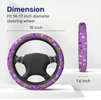 Purple Fast Food Icon Steering Wheel Cover, Polyester Car Wheel Grip, Universal 15 Inch for Cars SUVs Trucks