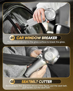 Car Vacuum Portable 6-in-1 Handheld Cordless Vacuums, 20000PA Suction, 7800mAh Blower, Window Breaker, Seatbelt Cutter for Car, Home & Office Cleaning SW102 Silver