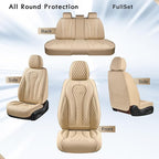 Coverado Automotive Seat Covers, Car Seat Covers Full Set, Beige Car Seat Cover, Car Seat Cushion Waterproof, Front Seats Back Seat Covers, Car Seat Protector Universal Fit Most Cars