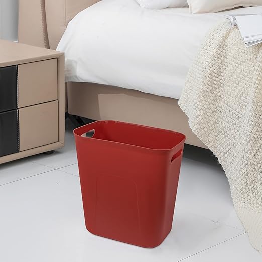 Plastic Small Bathroom Trash Can Wastebasket, 3.5 Gallon, Red | Compact Sturdy Garbage Can for Bathroom, Laundry Room, Kitchen, Office, Kids Room, Dorm, Durable, Easy to Clean