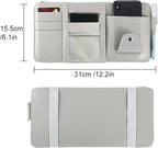 2 Packs Car Sun Visor Organizer, Sunglasses Holders for Car Sun Visor PU Auto Interior Accessories Storage Travel Document Holder with Multi Pocket (Gray, 12.2 x 6.1 Inches)