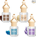 4 Pack Car Air Freshener, Wooden Lid Essential Oil Car Diffuser, Natural Long Lasting Scent for Auto Interior, Mothers Day Gifts for Mom/Women (Mahogany/Lavender/Ocean/Vanilla Cream)