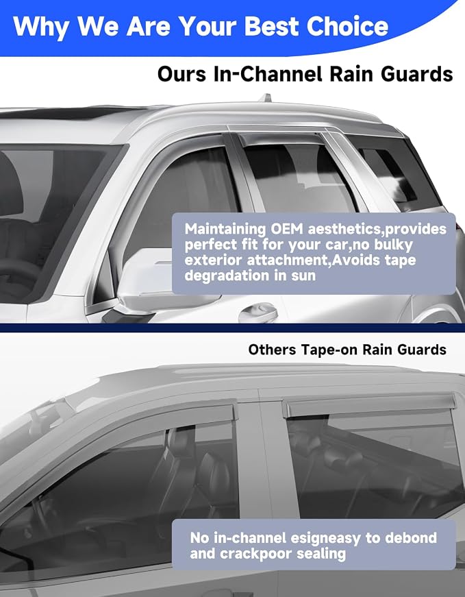 in-Channel Window Rain Guards Fit for Hyundai Palisade 2020 2021 2022 2023 2024 2025,Extra Durable Visors Vent Visors Window Deflector Vent Shades Car Accessories -4 pcs