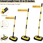 Car Wash Brush with Long Handle, 55 inch Car Wash Mop Car Wash Kit Mitt Retractable Bent Pole Car Wash Brush for Cars RV Truck Boat