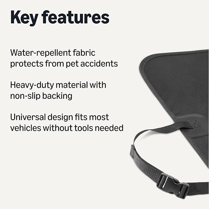 Dog Car Seat Cover for Pets, 100% Water Repellent, 600D Heavy Duty, Black, Universal Fit with Non-Slip Backing