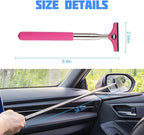Car Rearview Mirror Wiper, American Flag Telescopic Auto Mirror Squeegee Cleaner, Glass Mist Cleaning Tool with Retractable 98cm Handle, Portable Car Windows Water Removal (Pink/Car Logo)