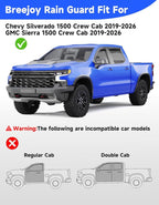 in-Channel Window Rain Guards Fit for Chevy Silverado/GMC Sierra 1500 2019-2026 Crew Cab, Extra Durable Window Visors Vent Visors Window Deflector Vent Shades Car Accessories -4 pcs