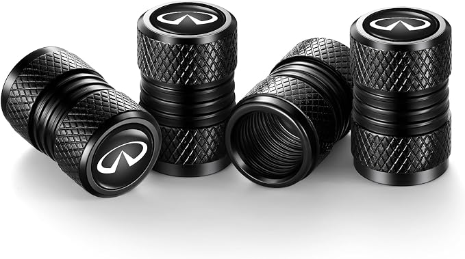 Tire Valve Stem Caps, Compatible with Infiniti Series Stem Cap Universal Car Air Cover Car Accessories for Cars, SUV, Truck, Motorcycles 4pcs （Black）
