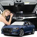 Windshield Sunshade for Audi A6 2019-2025 2026 Sun Shade Windshield Upgrade 4 Layers Blocks UV Rays Custom Fit A6 Car Window Shade Front Windshield Keep Cool Foldable Car Accessories
