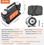 10.6 CFM Heavy Duty Air Compressor, 30s Fast Inflation | Dual-Cylinder Portable Tire Inflator, 12V 150PSI Offroad Air Pump with Adapters for Trucks Car SUV 4 x 4 Vehicle RV