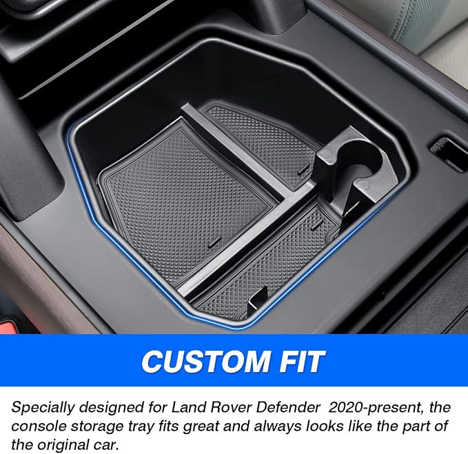 Center Console Organizer for 2020-2025 2026 Land Rover Defender 90 110 130 (NOT for Refrigerator Version), Defender Accessories Armrest Storage Box Middle Console ABS Insert Tray