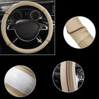 Line Rider Universal Fit Delux Leather Steering Wheel Cover, for suvs,sedans,Vans,Trucks for 14.7" to 15" (Beige)