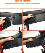 Tactical Sun Visor Organizer Front Visor Storage Cover for 2007-2023 Jeep Wrangler JK JL & Gladiator JT, Interior Storage Accessories, Black, 1 PCS