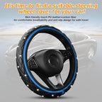 Bling Car Steering Wheel Cover, Non-Slip Elastic Stretch Leather Auto Steering Wheel Protector, Sparkling Diamond Vehicle Decor Accessories for Women Girls, Universal for Vehicles (Blue)