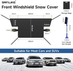Car Windshield Snow Cover with Side Mirror Cover & 2 in 1 Brush | Thickened 4 Layers, Cold Protection, Ice Scraper, For Most Cars SUVs Trucks
