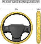 Fresh Lemon Slices Steering Wheel Covers Anti-Slip Elasticity Car Accessories Steering Wheel Protector Universal 15 Inch for Cars SUV Vehicle Truck