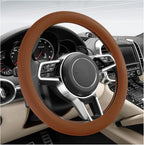 Car Steering Wheel Cover, 13 to 14.17 inches Anti-Slip Silicone Steering Wheel Protector, Soft Flexible Shock-Absorbent Steering Wheel Protective Cover for Most Car Models (Brown)