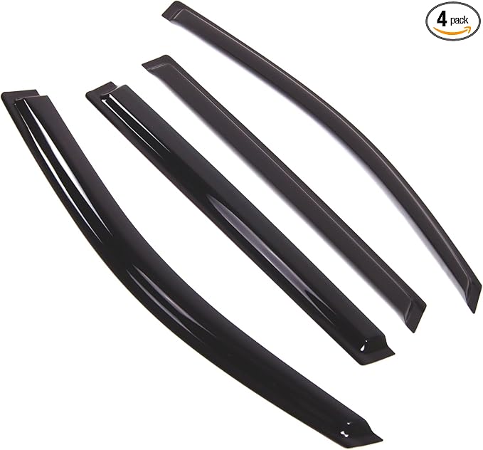 Outside Mount Window Vent Visors Rain Guards Compatible with Chevrolet Escalade 2015-2016 | Side Window Wind Deflectors Rain Shields | Smoke Tinted, 4 Pcs Set, DGWV-788