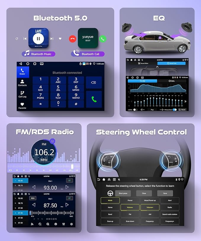 4G+64G Android 15 Car Stereo for Honda Accord 2003-2007, Car Radio Wireless Carplay Android Auto GPS Navigation 5G-WiFi Bluetooth 5.0 10.1'' Touchscreen FM/RDS EQ SWC Backup Camera