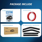 Tape-On Rain Guards for Ford F-150 SuperCrew Cab 2015–2020 (Black Window Trim Only, Not for Chrome Trim/Lariat/Limited), Window Visors Vent Wind Deflectors-4PCS