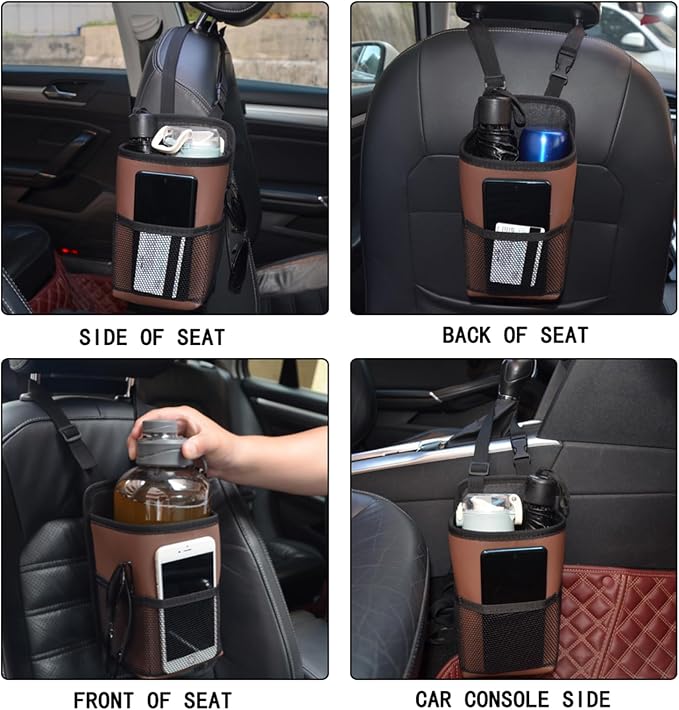 Large Car Cup Holder Expander, Fits Large 24/36/40/46oz Water Bottles, Big Drinks Holder Bag- Universal Auto Vehicle for Cars, SUV & Truck RV's Golf-carts (Black-US Flag)
