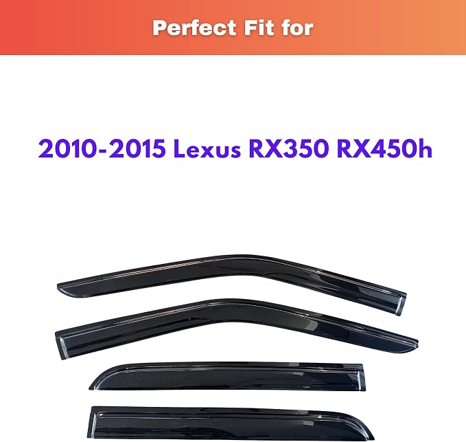 KPY Rain Guards Fit for 2010-2015 Lexus RX350 RX450h, Out-Channel Window Visors Vent Wind Deflectors 4PC, Car Accessories for 10-15 Lexus RX Series
